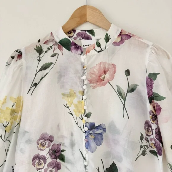 Bailey 44 White Sheer Floral Button-Up Blouse, Size S - Picture 2 of 16